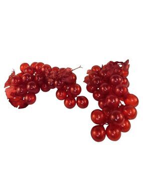 Decorative Faux Red Grapes Cluster With Leaves For Fruit Centerpiece Home Accent